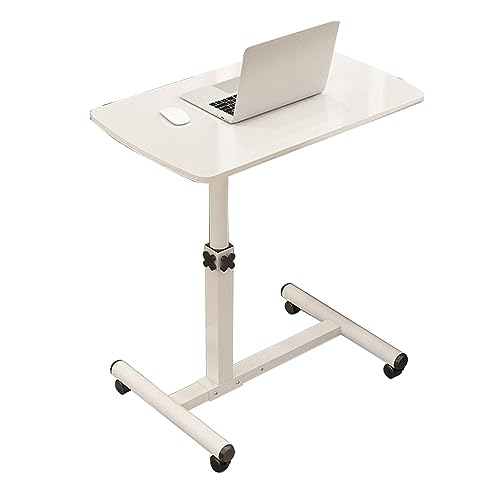 CHCHC Höhenverstellbar Beistelltisc, Höhenverstellbar Kleiner Computer Schreibtisch mit 4-Verriegelungsrädern Anti-Rutsch Office Schreibtisch(White,A) von CHCHC