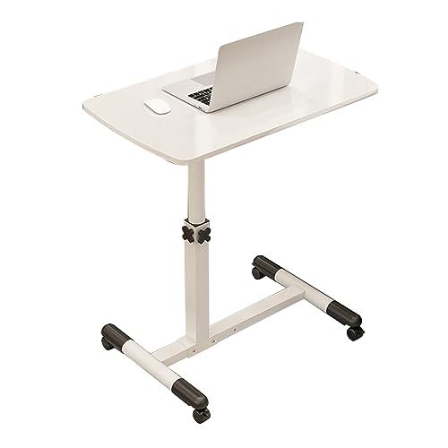 CHCHC Höhenverstellbar Beistelltisc, Höhenverstellbar Kleiner Computer Schreibtisch mit 4-Verriegelungsrädern Anti-Rutsch Office Schreibtisch(White,B) von CHCHC