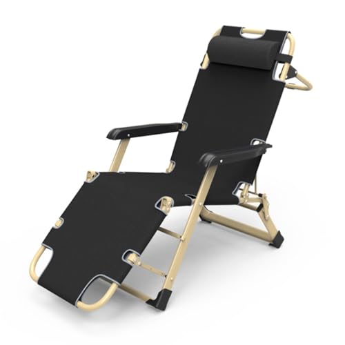 CHCHC Klappbare Zero Gravity Stühle, Gärten Camping Office Rückenlehne Stuhl mit Abnehmbarem Kopfkissen Tragbar Liegestuhl Liegen(Black) von CHCHC