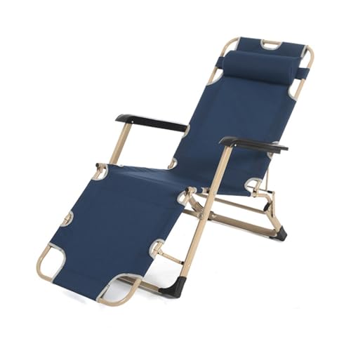 CHCHC Klappbarer Relax Liegestuhl, für Gärten Balkone Camping Beach Outdoor Stuhl mit Kopfkissen Klappbare Liegestühle Liegen(Blue) von CHCHC
