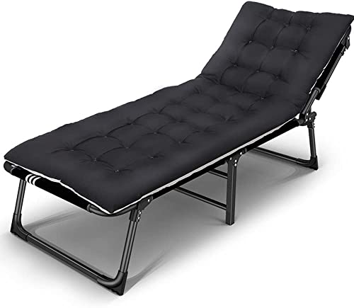 CHCHC Klappbett, Büro Einfaches Siesta Bett mit Kopfstütze im Freien Strandstühle tragbare Klappbett Garten Sonne Liegestütze Liegen(Two-Color Thick pad) von CHCHC