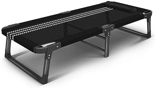 CHCHC Klappbett, Multifunktion im Außenlager Beach Stuhl Textilene Stoff und Metallrahmen tragbares Büro -Nickerchen -Bett Liegen(Black White) von CHCHC