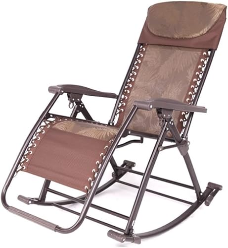 CHCHC Klappende Schaukelstühle, Verstellbarer Winkel Sonnenlieger Sommer Garden Beach Stuhl Büro Siesta Freizeit Sessel Sofa Stuhl Liegen(Brown) von CHCHC