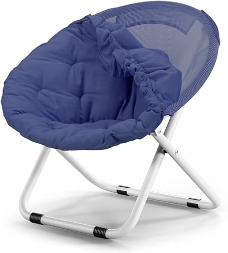 CHCHC Klappende Sonnenliege, Abnehmbarer Hocker Beach Stuhl Gartenstuhl Mondstuhl Sonnenstuhl Runde Stuhl Balkon Stühle Stühle Liegen(Navy Blue) von CHCHC