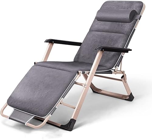 CHCHC Klappstuhl, verstellbare Faule Stuhl Eisenlegierung + Pp Baumwoll Mittagessen Break Balkonstühle Garden Beach Home Chair Sun Loungers Liegen(Gris) von CHCHC