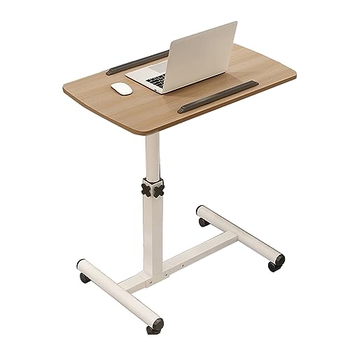 CHCHC Laptoptisch Computertisch, Einstellbar mit 4-Verriegelungsrädern Beistelltische Cart Tragbarer Klappbarer Hubtisch for Schlafzimmer(Oak) von CHCHC