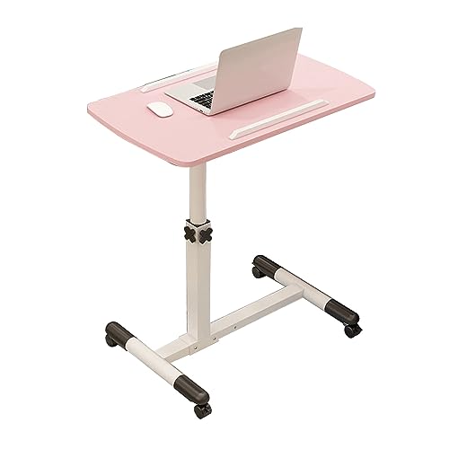 CHCHC Laptoptisch mit Rollen, Einstellbar Bewegliches Bett Beistelltische Cart Wohnzimmer Schlafzimmer Klappbarer Hubtisch(Pink) von CHCHC