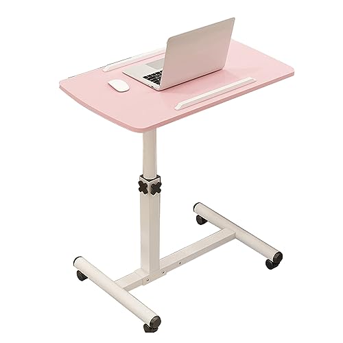 CHCHC Laptoptisch mit Rollen, Mit Sperrstreifen Beistelltische Cart Einstellbar Sofa Schlafzimmer Bett Tragbarer Schreibtisch(Pink,A) von CHCHC