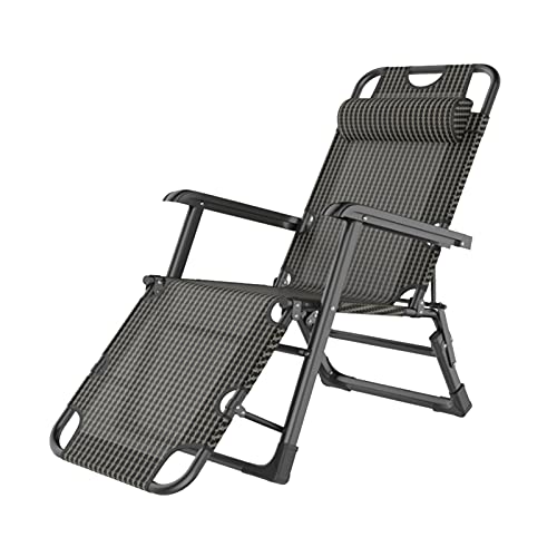 CHCHC Liegestuhl Klappbar,178×52×25cm für Terrassengärten mit Kopfkissen Sonnenliege Bürobalkon Stuhl für die Mittagspause Liegen(Black) von CHCHC