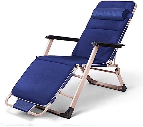 CHCHC Liegestuhl for den Außenbereich, mit Kissen, for Büro, Mittagspause, Bett, Strand, Zuhause, Verstellbarer tragbarer Zero-Gravity-Liegestuhl Liegen(Blue) von CHCHC