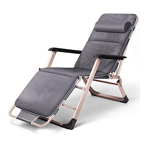 CHCHC Liegestuhl for den Außenbereich, mit Kissen, for Büro, Mittagspause, Bett, Strand, Zuhause, Verstellbarer tragbarer Zero-Gravity-Liegestuhl Liegen(Light Gray) von CHCHC