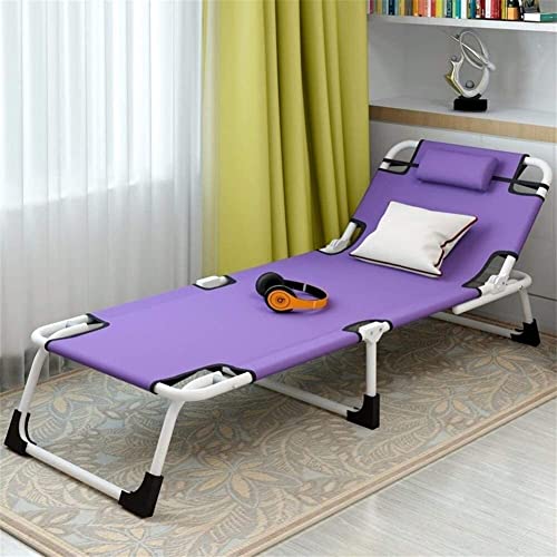 CHCHC Metall Sun Lounger, 6 Positionsanpassung Rückenlehre Liege im Freien Gartenmöbel Multifunktionales Falten -Sonnenbett Liegen(Purple) von CHCHC