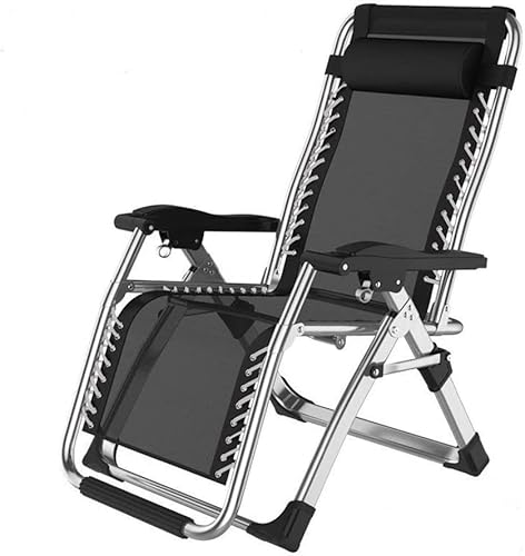 CHCHC Metallic Garden Loungers, mit Aufbewahrungsschale tragbare Liegepool Beach Pool Outdoor Terrasse verstellbare Sonnenliegestuhl Liegen(Black) von CHCHC