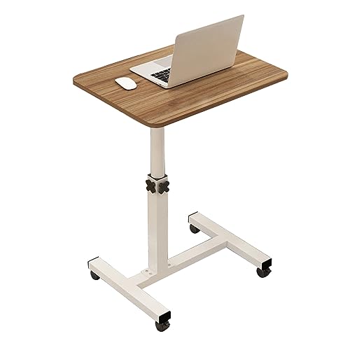 CHCHC Mobiler Laptoptisch Schreibtisch, Tragbar mit Rädern Höhenverstellbar Sofa Couch Beistelltisch Student Desk Computer(Oak,Square Leg) von CHCHC