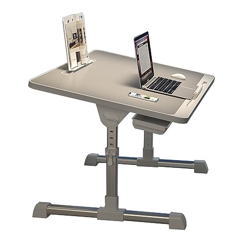 CHCHC Mobiler Laptoptisch Schreibtisch, Wohnzimmer Schlafzimmer Schreibtisch mit Schubladen und Bücherregalen Multifunktional Hubtisch(Light Gray) von CHCHC