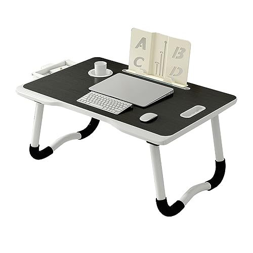 CHCHC Mobiler Laptoptisch Schreibtisch, mit Schubladen Und Bücherregal Tragbarer Schreibtisch Schlafzimmer Balkon Lernen Lesen Klapptisch(Black) von CHCHC