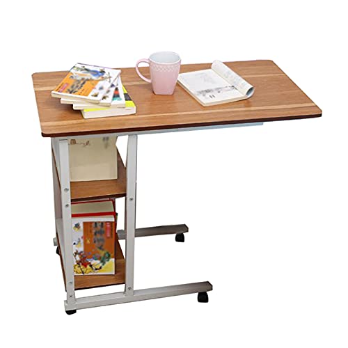 CHCHC Mobiler Laptoptisch Schreibtisch,80×40cm Rutschfester Home-Office-Schreibtisch Nachttisch mit Rollen Kleiner Computertisch(Yellow Pear Wood) von CHCHC