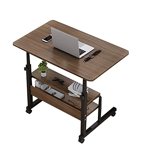CHCHC Mobiler Laptoptisch Schreibtisch Betttisch Beistelltisch,Mehrschichtiger Speicher Computerständer Nachttisch Sofa Seite Studie Lesen Esstisch(Brushed Black Oak) von CHCHC