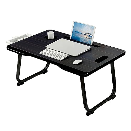 CHCHC Moderne Bewegliche Computer Schreibtisch, mit Schubladen Lernen Schreibtisch Studentenwohnheim Schlafzimmer Auf Dem Bett Klapptisch(Black) von CHCHC