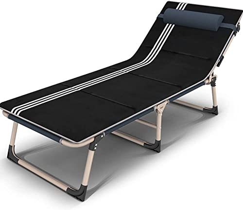 CHCHC Multifunktionsverstellbares Klappbett, Bürosista tragbare Klappgartensonnenlieger mit Kopfstütze im Freien im Freien Strandstühle im Freien Liegen(Gris,Striped Cotton pad) von CHCHC