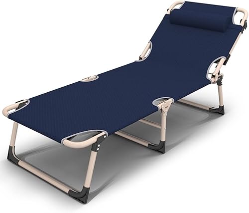 CHCHC Multifunktionsverstellbares Klappbett, Bürosista tragbare Klappgartensonnenlieger mit Kopfstütze im Freien im Freien Strandstühle im Freien Liegen(Navy Blue,No pad) von CHCHC
