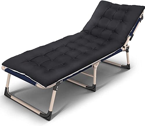 CHCHC Multifunktionsverstellbares Klappbett, Bürosista tragbare Klappgartensonnenlieger mit Kopfstütze im Freien im Freien Strandstühle im Freien Liegen(Navy Blue,Two-Color Thick pad) von CHCHC