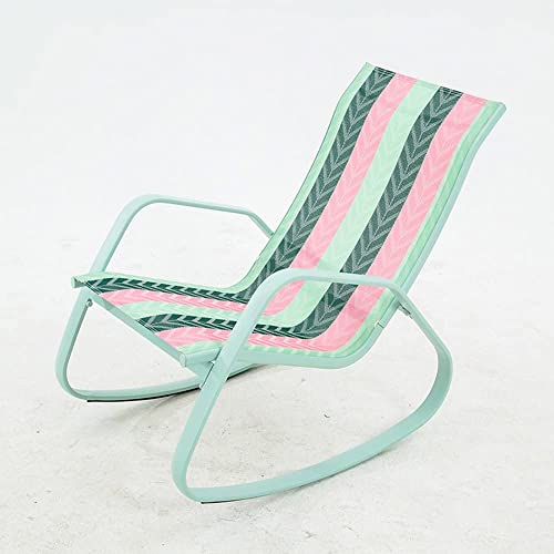 CHCHC Nordischer moderner Schaukelstuhl, Garten Balkon Sonnenlieger Siesta Lazy Stuhl Schutz Stoff Stahl Rohr Strand Stuhl Liegen(Tricolor Arrow) von CHCHC