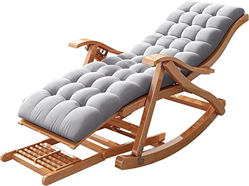 CHCHC Outdoor -Faltliege, dehnbarer Fußstützen -Holz -Schaukelstuhl 5 Positionen Verstellbarer Gartensonnen Liegestuhl for Freizeit -Sessel Liegen(Gris) von CHCHC