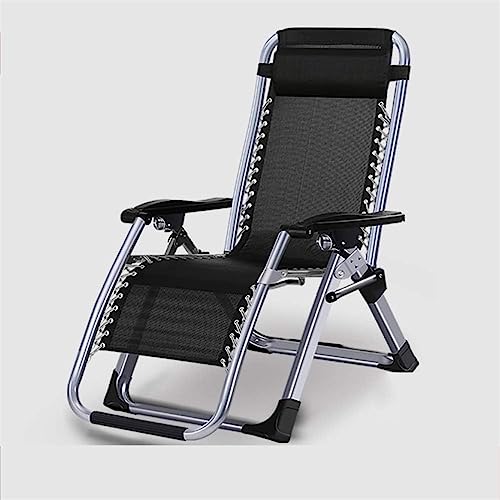 CHCHC Outdoor-Liegestuhl, for Deck, Strand, Hof, Innenhof, tragbarer Zero-Gravity-Liegestuhl mit Kissen, Verstellbarer Lounge-Stuhl Liegen(Black) von CHCHC