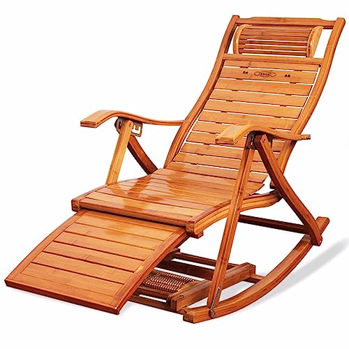 CHCHC Outdoor-Liegestuhl, zusammenklappbarer Bambus-Schaukelstuhl for Erwachsene, Haushalts-Nickerchen-Kühlstuhl, älterer Freizeitstuhl, Rückenlehnenstuhl for Erwachsene Liegen von CHCHC