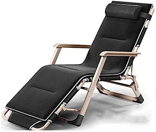 CHCHC Outdoor-Sonnenliegestuhl, Büro-Nickerchen-Bett-Rückenlehne, Freizeitstuhl, Strandstuhl, tragbarer, bequemer, zusammenklappbarer Lunch-Lounge-Stuhl Liegen(Black) von CHCHC