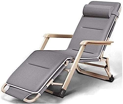 CHCHC Outdoor-Sonnenliegestuhl, Büro-Nickerchen-Bett-Rückenlehne, Freizeitstuhl, Strandstuhl, tragbarer, bequemer, zusammenklappbarer Lunch-Lounge-Stuhl Liegen(Light Gray) von CHCHC