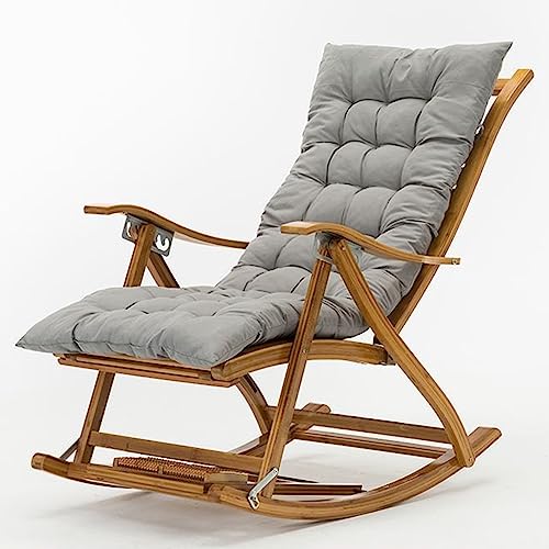 CHCHC Outdoor-Sonnenliegestuhl, Haushalts-Erwachsener Schaukelstuhl, Innenhof, Nickerchenstühle, Balkon, Bambus-Lounge-Stuhl, Sommer-Bambusstuhl Liegen(Light Grey) von CHCHC