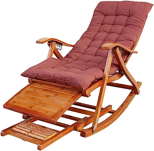CHCHC Outdoor-Sonnenliegestuhl, Haushalts-Nickerchen-Kühlstuhl, älterer Freizeitstuhl, Rückenlehnenstuhl, klappbarer Bambus-Schaukelstuhl for Erwachsene Liegen(with pad) von CHCHC