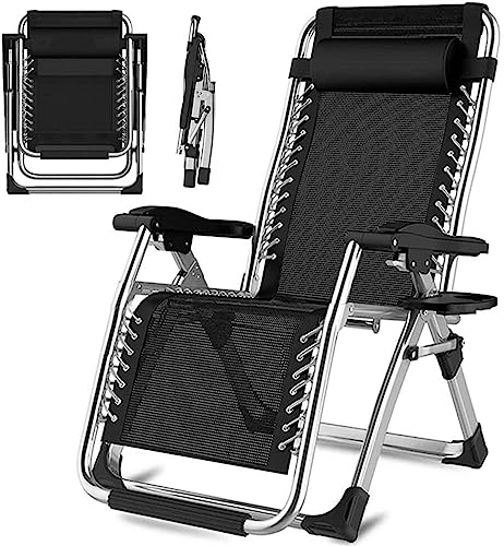 CHCHC Outdoor-Sonnenliegestuhl, zusammengeklappt, robust, langlebig, multifunktional, Ruhebett, Schlafstuhl, Sommer, universelles tragbares Stuhlbett Liegen(Black) von CHCHC