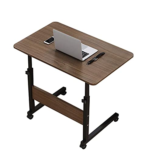 CHCHC PC-Tisch mit Rollen,mit 4 Feststellrädern Einstellbar 69-90cm Nachttisch Sofa Side Study Lesetisch Multifunktionaler Beistelltisch(Brushed Black Oak) von CHCHC