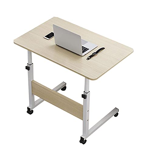 CHCHC PC-Tisch mit Rollen,mit 4 Feststellrädern Einstellbar 69-90cm Nachttisch Sofa Side Study Lesetisch Multifunktionaler Beistelltisch(Brushed Oak) von CHCHC