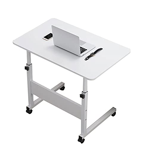 CHCHC PC-Tisch mit Rollen,mit 4 Feststellrädern Einstellbar 69-90cm Nachttisch Sofa Side Study Lesetisch Multifunktionaler Beistelltisch(White) von CHCHC