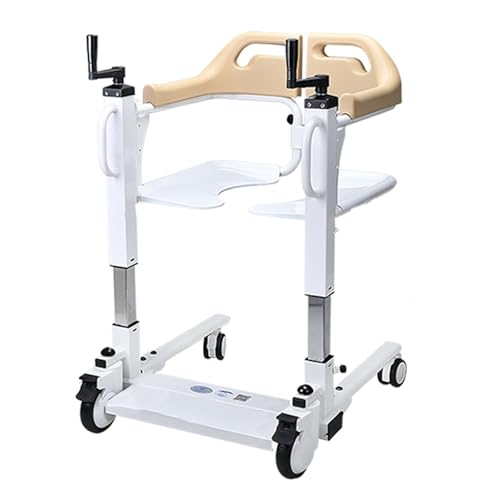 CHCHC Patientenlift-Rollstuhl for Zuhause, Krankenpflege, gelähmte ältere Menschen, Toilettensitz, Transferhilfe, tragbarer Transferstuhl, 180° geteilter Sitz Duschstuhl(Yellow) von CHCHC