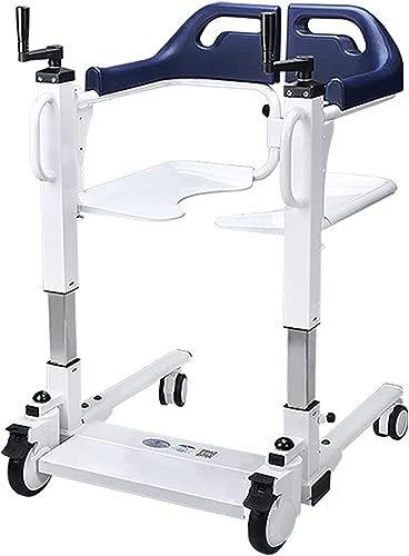 CHCHC Patientenlift-Rollstuhl for Zuhause, gelähmte ältere Menschen, Badezimmer, tragbarer Rollstuhl, Toiletten, Sitztransferhilfe, 180° geteilter Sitz Duschstuhl(Blue) von CHCHC