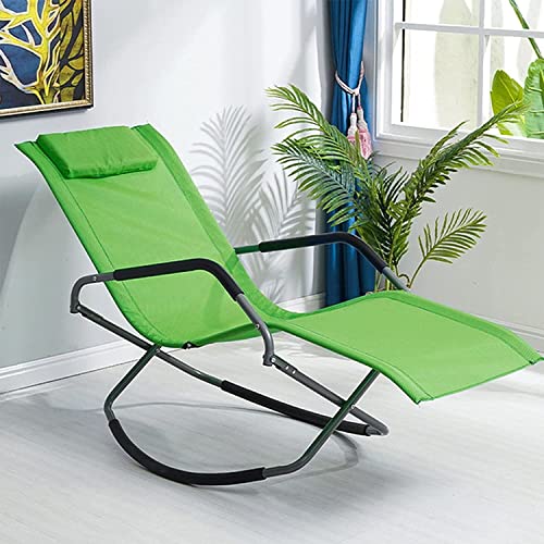 CHCHC Patio Schaukelstuhl Lounge Stuhl, Innen im Freien klappende Rockerstuhl Bequeme Kopfstütze Zull -Schwerkraft -Rock -Reichstuhl Liegen(Green) von CHCHC