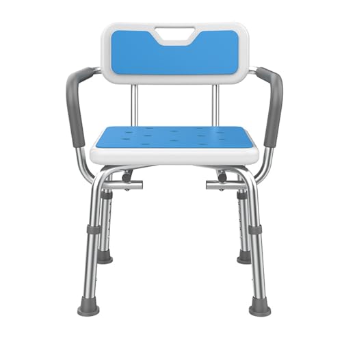 CHCHC Rutschfester Duschstuhl, Aluminiumlegierung Einstellbar Badehocker mit Rückenlehne Armlehne Ältere Behinderte Badezimmerstuhl Duschstuhl(White A,with pad) von CHCHC