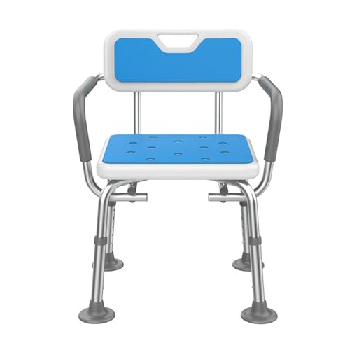 CHCHC Rutschfester Duschstuhl, Aluminiumlegierung Einstellbar Badehocker mit Rückenlehne Armlehne Ältere Behinderte Badezimmerstuhl Duschstuhl(White B,with pad) von CHCHC