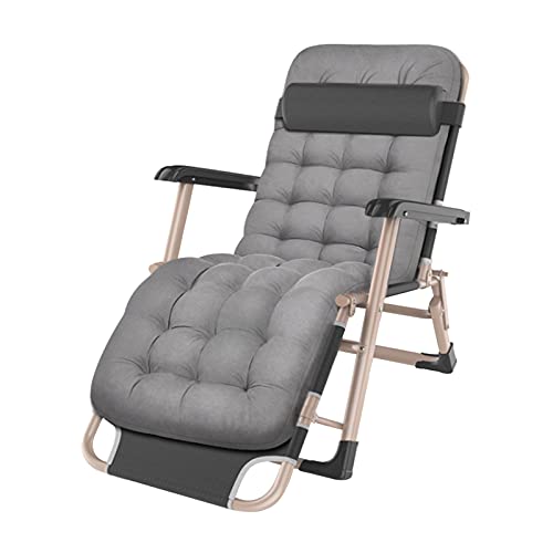 CHCHC Schwerkraft Stühle,Verdicktes Sitzkissen für Terrassen-Terrassengärten Im Freien mit Kopfkissen Sonnenliege 178×52×25cm Liegen(Grey A) von CHCHC