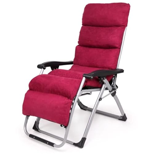 CHCHC Sommer Balkon Klappstuhl, abnehmbare Baumwollpads Garten Sonne Lieger Outdoor Strandstuhl Mittagessen Pause Verstellbarer fauler Stuhl Liegen(Wine red) von CHCHC