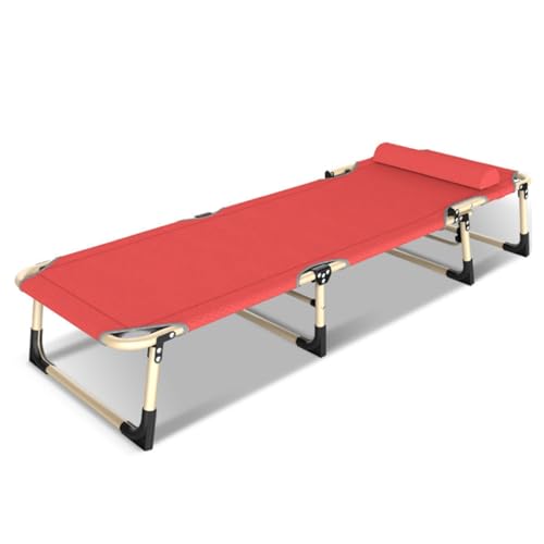 CHCHC Sonnenliege Liegestuhl, EIN Nickerchen Im Büro Tragbares Klappbett Langlebig Robust mit Kopfkissen Gartenstuhl Liegen(Red) von CHCHC