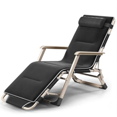 CHCHC Sonnenlieger mit Kopfstütze und Abnehmbarer Kissen Lounge Stühle Garten Patio Strandhof im Freien verstellbare Klappstühle im Freien Liegen(Black) von CHCHC
