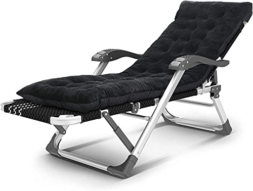 CHCHC Stahlfüße Gartenlieger, Terrasse Camping im Freien Liege Aluminiumlegierung Klappbar Verstellbarer Sonnenstuhl Strand Pool SNOSNT Liegen(Black+Black pad) von CHCHC