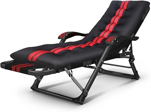CHCHC Stufe 15 Einstellbare Gelegenheitsstühle, abnehmbare Baumwollpolstermassage Sessel Summers Strandstühle tragbarer Außenstuhl Liegen(Black red) von CHCHC