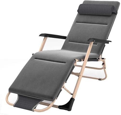 CHCHC Tragbare verstellbare klappbare Sonnenliege mit Kissen Lounge Strandstuhl Multifunktions Büro -Nickerchen im Freien Gartenstuhl im Freien Liegen(Grey) von CHCHC